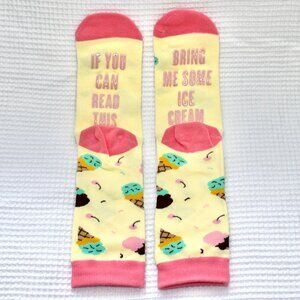 NWT Lavely Bring Me Some Ice Cream Crew Length Non-Slip Grippy Unisex Socks OS